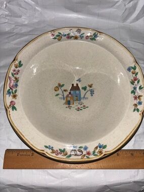 Heartland Vegetable Bowl (s) 9" International China Co Stoneware Tan Pink Blue